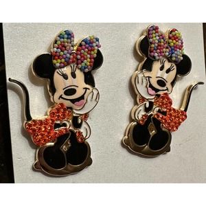 Disney XBaubleBar Minnie Mouse Crystal Earrings LARGE Red Tongue Blush Tail NEW